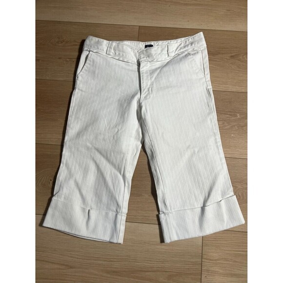 Gap Capri Pants Womens Size 28 White Striped Cuffed Straight Leg Casual Retro - Picture 1 of 5